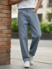 Men's Light Grey Loose Fit Washed Jeans Non-Stretchable