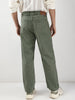 Men's Olive Green Loose Fit Washed Jeans Non-Stretchable