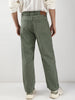 Men's Olive Green Loose Fit Washed Jeans Non-Stretchable