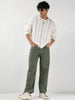 Men's Olive Green Loose Fit Washed Jeans Non-Stretchable