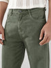 Men's Olive Green Loose Fit Washed Jeans Non-Stretchable