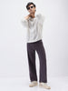 Men's Purple Loose Fit Washed Jeans Non-Stretchable