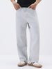 Men's Light Grey Loose Fit Washed Jeans Non-Stretchable