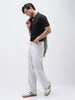Men's Light Grey Loose Fit Washed Jeans Non-Stretchable
