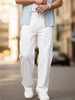 Men's White Loose Fit Washed Jeans Non-Stretchable