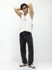 Men's Black  Loose Baggy Fit Washed Jeans Non-Stretchable