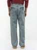 Men's Ice Blue Loose Baggy Fit Washed Jeans Non-Stretchable