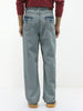 Men's Ice Blue Loose Baggy Fit Washed Jeans Non-Stretchable