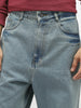 Men's Ice Blue Loose Baggy Fit Washed Jeans Non-Stretchable