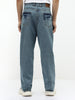 Men's Light Blue  Loose Baggy Fit Washed Jeans Non-Stretchable