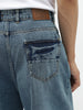 Men's Light Blue  Loose Baggy Fit Washed Jeans Non-Stretchable