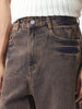 Men's Light Brown Loose Baggy Fit Washed Jeans Non-Stretchable