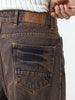 Men's Light Brown Loose Baggy Fit Washed Jeans Non-Stretchable