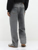 Men's Light Grey Loose Baggy Fit Washed Jeans Non-Stretchable