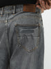 Men's Light Grey Loose Baggy Fit Washed Jeans Non-Stretchable