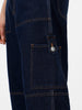 Men's Dark Blue Loose Baggy Fit Washed Cargo Jeans with 6 Pockets Non-Stretchable