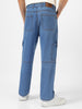 Men's Light Blue Loose Baggy Fit Washed Cargo Jeans with 6 Pockets Non-Stretchable