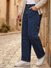 Men's Blue Loose Baggy Fit Washed Cargo Jeans with 6 Pockets Non-Stretchable
