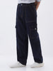 Men's Dark Blue Loose Fit Cargo Jeans with 6 Pockets Non-Stretchable