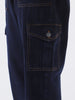 Men's Dark Blue Loose Fit Cargo Jeans with 6 Pockets Non-Stretchable