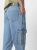 Men's Ice Blue Loose Fit Cargo Jeans with 6 Pockets Non-Stretchable