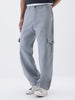 Men's Ice Grey Loose Fit Cargo Jeans with 6 Pockets Non-Stretchable