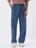 Men's Light Blue Loose Fit Cargo Jeans with 6 Pockets Non-Stretchable