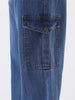 Men's Light Blue Loose Fit Cargo Jeans with 6 Pockets Non-Stretchable