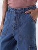 Men's Light Blue Loose Fit Cargo Jeans with 6 Pockets Non-Stretchable