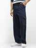 Men's Blue Loose Fit Cargo Jeans with 6 Pockets Non-Stretchable