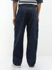 Men's Blue Loose Fit Cargo Jeans with 6 Pockets Non-Stretchable