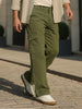 Men's Olive Green Loose Fit Cargo Jeans with 6 Pockets Non-Stretchable