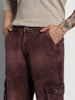 Men's Brown Loose Baggy Fit Washed Cargo Jeans with 7 Pockets Non-Stretchable