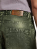 Men's Olive Green Loose Baggy Fit Washed Cargo Jeans with 7 Pockets Non-Stretchable