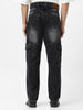 Men's Black Loose Baggy Fit Washed Cargo Jeans with 6 Pockets Non-Stretchable