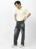 Men's Grey Loose Baggy Fit Washed Cargo Jeans with 6 Pockets Non-Stretchable