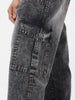 Men's Grey Loose Baggy Fit Washed Cargo Jeans with 6 Pockets Non-Stretchable