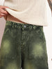 Men's Olive Green Loose Baggy Fit Washed Cargo Jeans with 6 Pockets Non-Stretchable