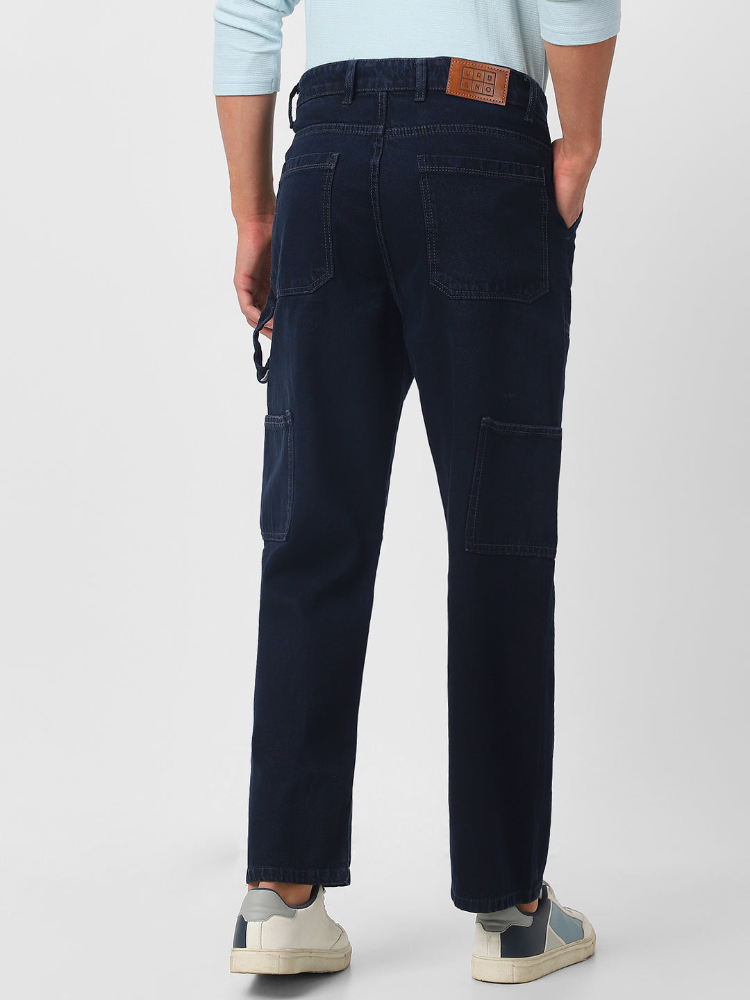 Men's Dark Grey Loose Fit Cargo Carpenter Jeans With 6 Pockets Non-Stretchable