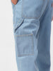 Men's Ice Blue Loose Fit Cargo Carpenter Jeans With 6 Pockets Non-Stretchable