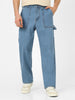 Men's Light Blue Loose Fit Cargo Carpenter Jeans With 6 Pockets Non-Stretchable
