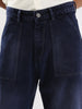 Men's Dark Blue Loose Fit Cargo Carpenter Jeans With 6 Pockets Non-Stretchable