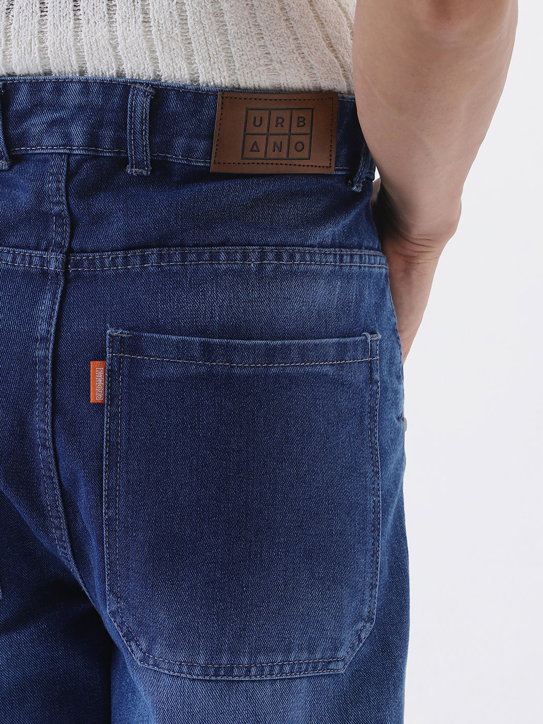 Men's Dark Blue Loose Fit Cargo Carpenter Jeans With 6 Pockets Non-Stretchable