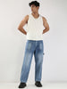 Men's Light Blue Loose Fit Cargo Carpenter Jeans With 6 Pockets Non-Stretchable
