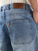 Men's Light Blue Loose Fit Cargo Carpenter Jeans With 6 Pockets Non-Stretchable