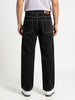 Men's Black Loose Baggy Fit Washed Denim Jeans Non-Stretchable