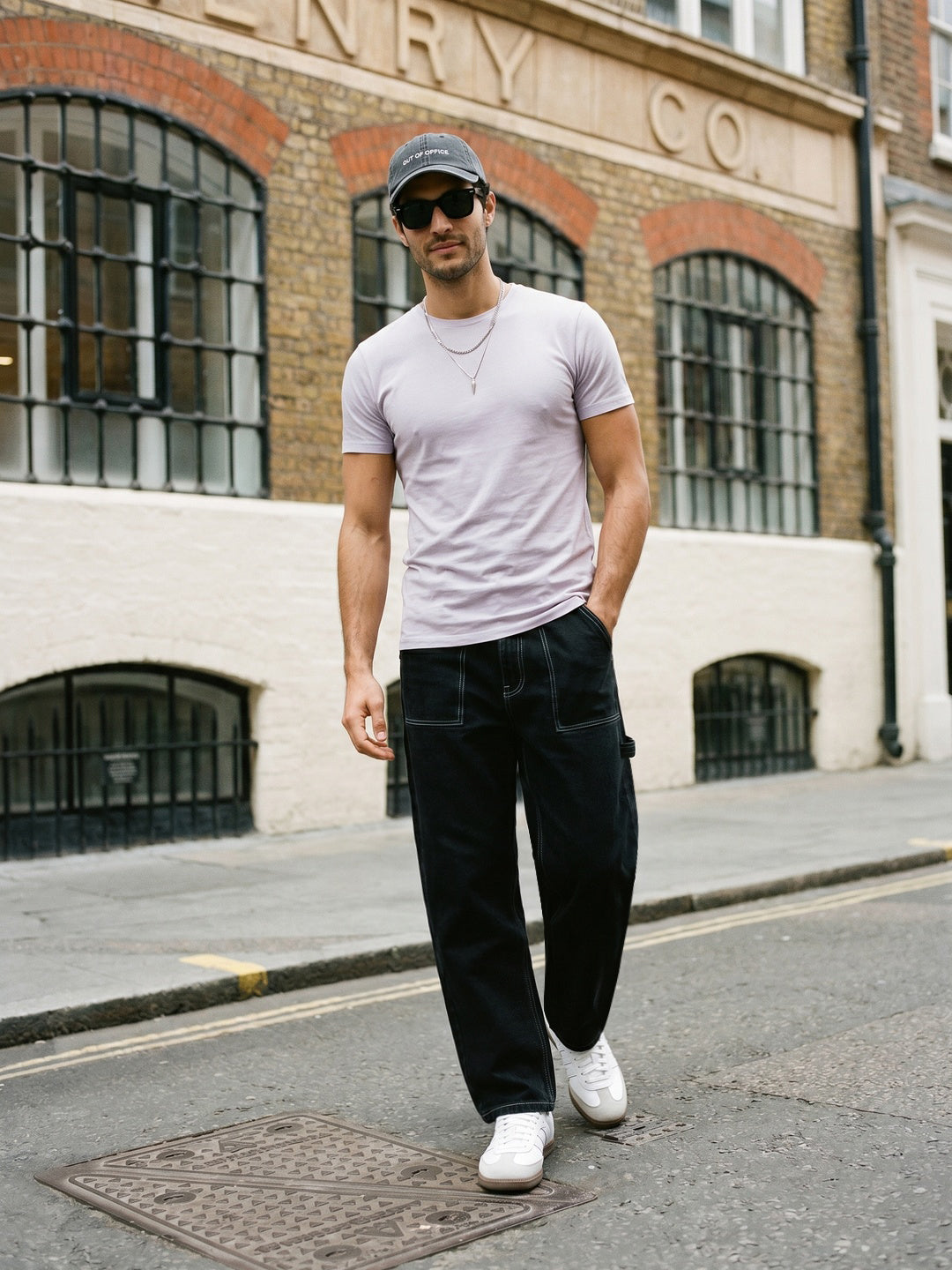 Men's Black Loose Baggy Fit Washed Denim Jeans Non-Stretchable