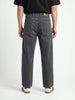 Men's Dark Grey Loose Baggy Fit Washed Denim Jeans Non-Stretchable