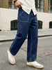 Men's Blue Loose Baggy Fit Washed Denim Jeans Non-Stretchable