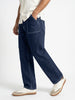 Men's Blue Loose Baggy Fit Washed Denim Jeans Non-Stretchable